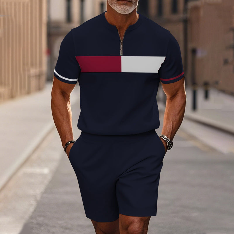 Icone™ CasualWear: Set van Modern Korte Mouwen Hemd en Casual Shorts voor Mannen