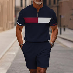 Icone™ CasualWear: Set van Modern Korte Mouwen Hemd en Casual Shorts voor Mannen