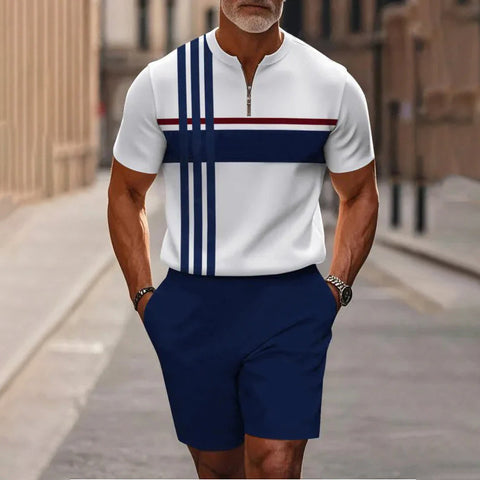 Icone™ CasualWear: Set van Modern Korte Mouwen Hemd en Casual Shorts voor Mannen
