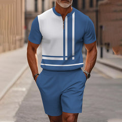 Icone™ CasualWear: Set van Modern Korte Mouwen Hemd en Casual Shorts voor Mannen