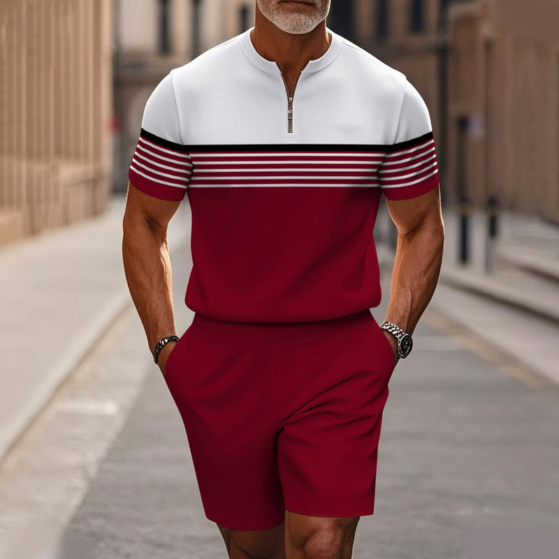 Icone™ CasualWear: Set van Modern Korte Mouwen Hemd en Casual Shorts voor Mannen
