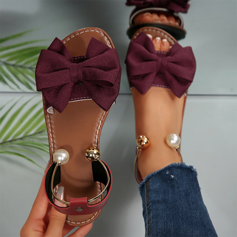 Happy™ ChicFootwear: Stijlvolle Comfortabele Schoenen met Chic Strik en Parel Details