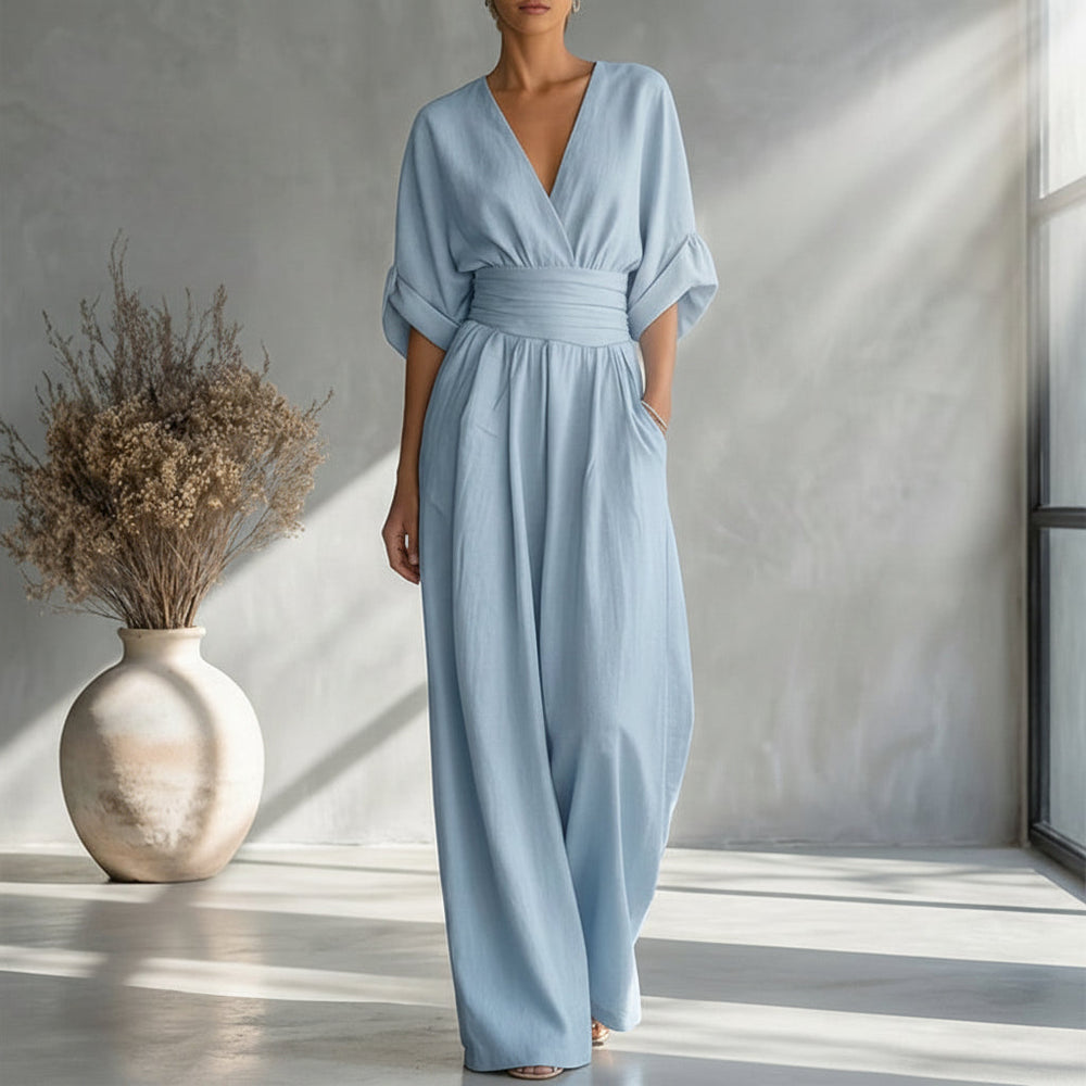 Icone™ ChicJumpsuit: Elegante V-Hals En Losse Pijpen Chic Jumpsuit