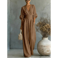 Icone™ ChicJumpsuit: Elegante V-Hals En Losse Pijpen Chic Jumpsuit