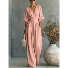 Icone™ ChicJumpsuit: Elegante V-Hals En Losse Pijpen Chic Jumpsuit