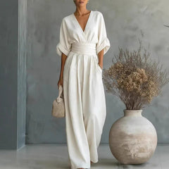 Icone™ ChicJumpsuit: Elegante V-Hals En Losse Pijpen Chic Jumpsuit