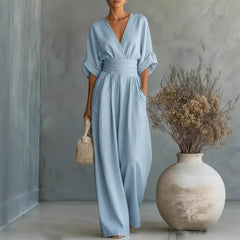 Icone™ ChicJumpsuit: Elegante V-Hals En Losse Pijpen Chic Jumpsuit