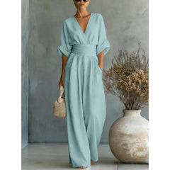 Icone™ ChicJumpsuit: Elegante V-Hals En Losse Pijpen Chic Jumpsuit