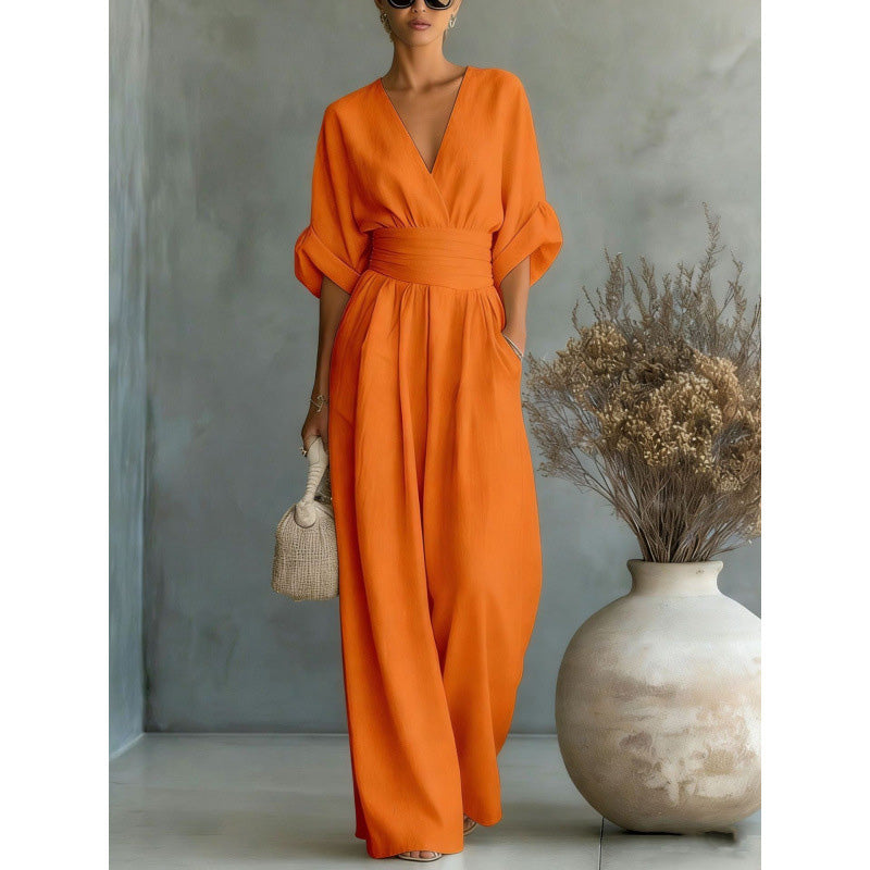 Icone™ ChicJumpsuit: Elegante V-Hals En Losse Pijpen Chic Jumpsuit