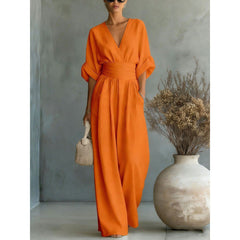 Icone™ ChicJumpsuit: Elegante V-Hals En Losse Pijpen Chic Jumpsuit