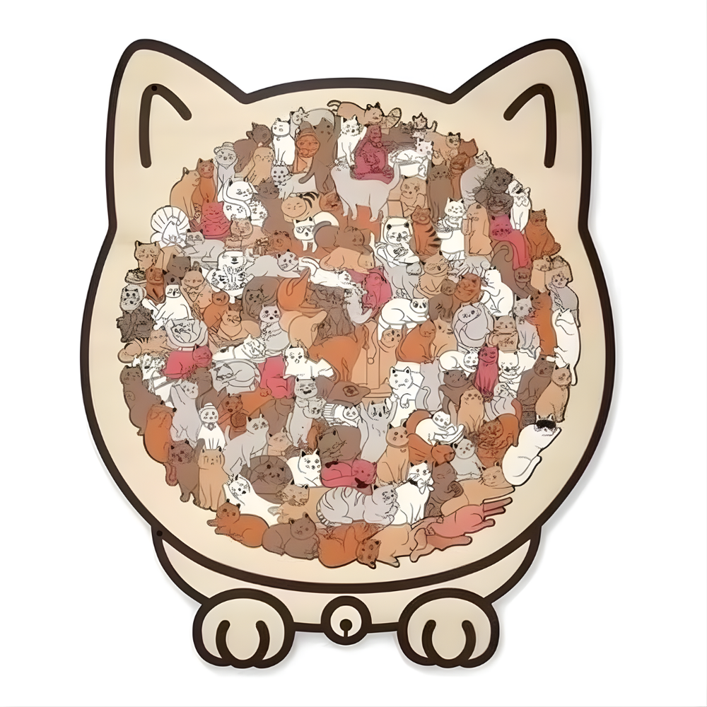 Kletshuts™CatPuzzle: Uniek Kat Puzzel Kleurrijk Houten Dier Legpuzzel