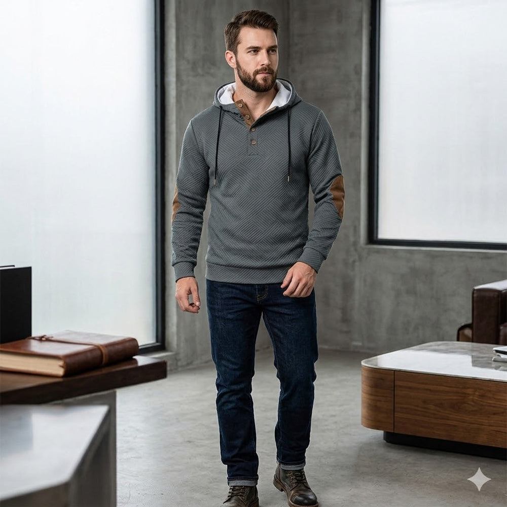 Icone™ VersatileHoodie: Toevallig Helft-Knop Trekkoord Veelzijdig Capuchon