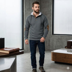 Icone™ VersatileHoodie: Toevallig Helft-Knop Trekkoord Veelzijdig Capuchon