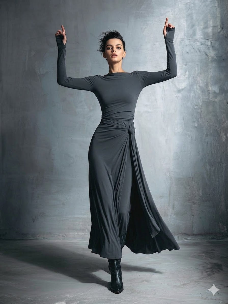 Icone™ MaxiDress: Zij-Knoop Wikkel Slank-Pasvorm Premium Lange Maxi Jurk