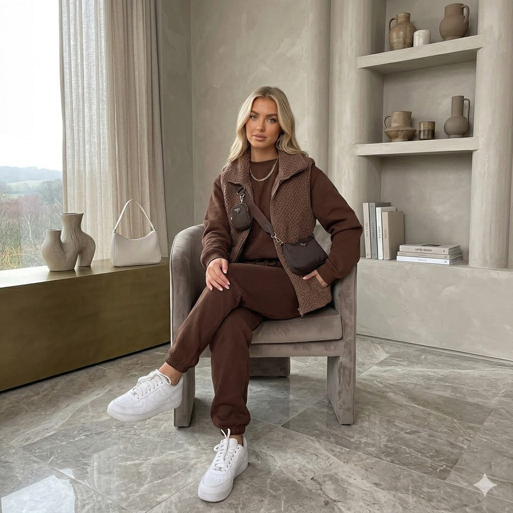 Icone™ ComfyChic: Premie Comfy Chic Wijd Been-Broek 3-Delige Set