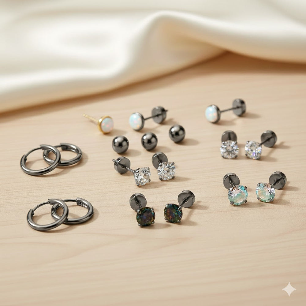 Jewelance™ StudEarrings: Minimalistisch Kraakbeen Piercing Stud Oorbellen Set