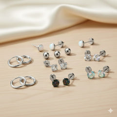Jewelance™ StudEarrings: Minimalistisch Kraakbeen Piercing Stud Oorbellen Set