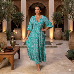 Icone™ SummerDress - Elegante Vloeiende Gedrukte V-Hals Maxi Zomerjurk