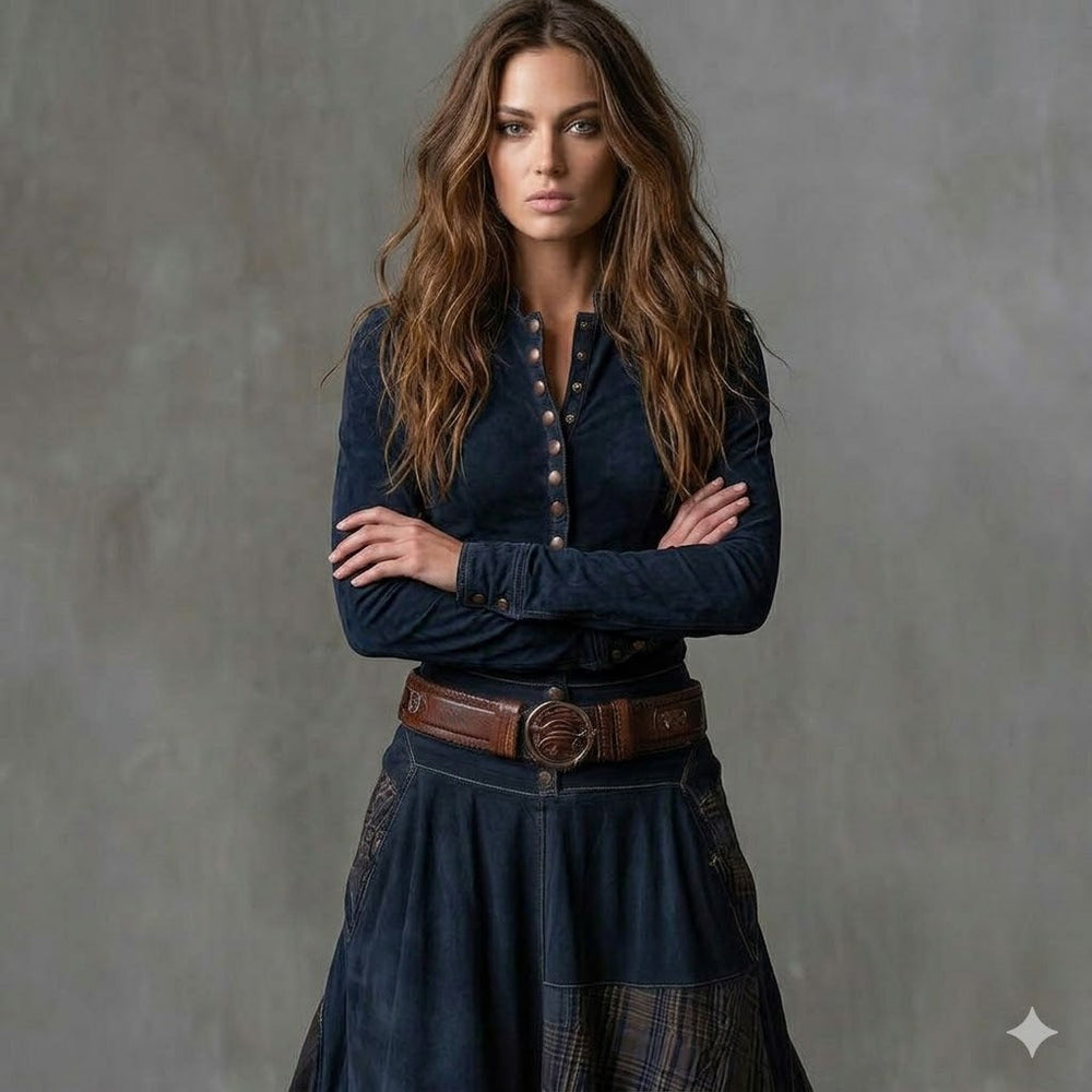 Icone™ ClassicDress: Luxe Retro Taille-Accentuerende Vintage Patchwork Klassieke Jurk