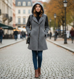 Icone™ ClassicCoat: Elegante Mid-Lange Slim-Fit Klassieke Jas Met Capuchon