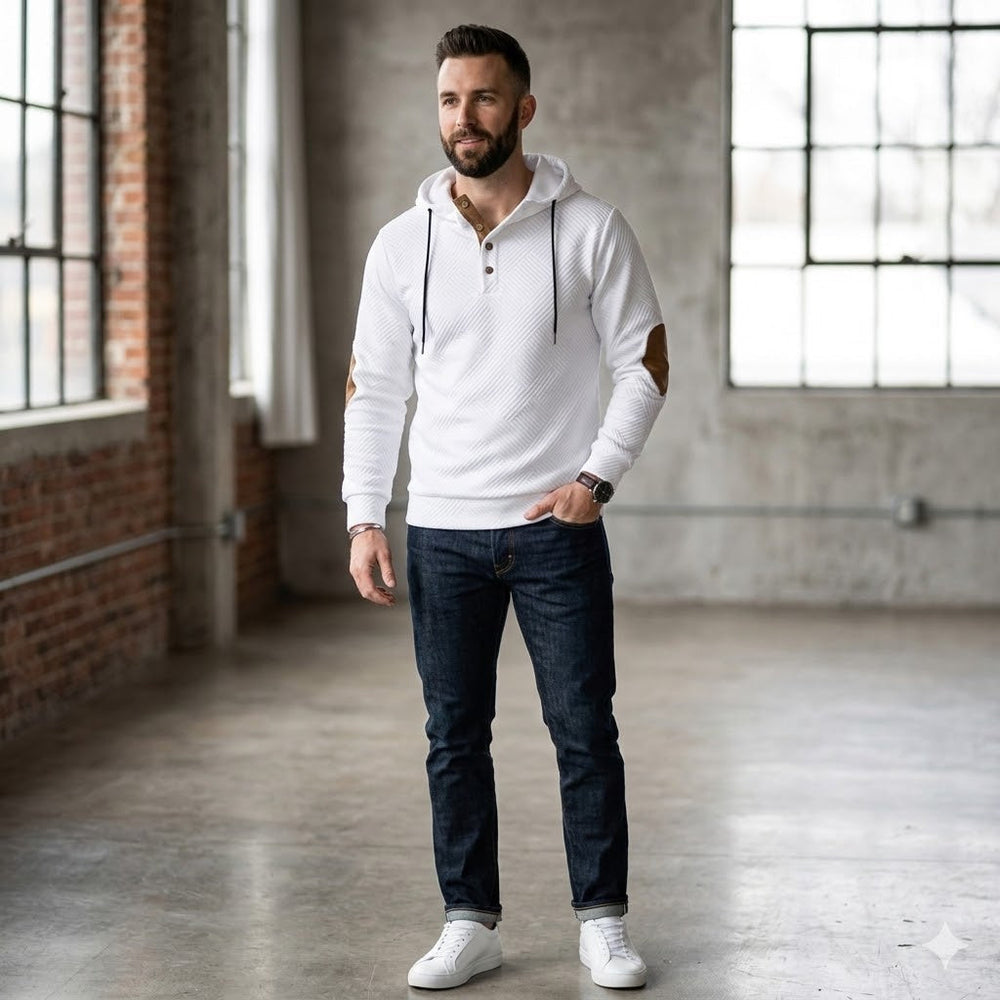 Icone™ VersatileHoodie: Toevallig Helft-Knop Trekkoord Veelzijdig Capuchon