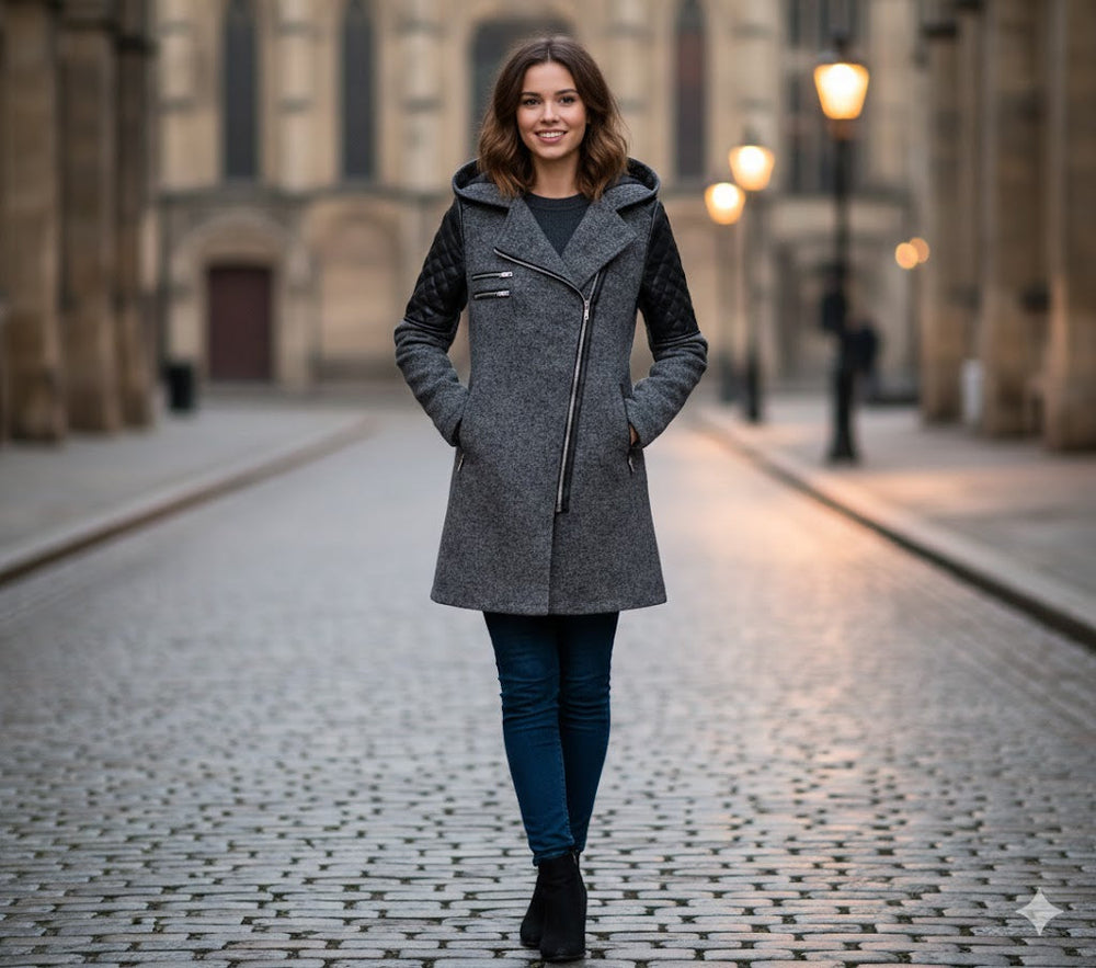Icone™ ClassicCoat: Elegante Mid-Lange Slim-Fit Klassieke Jas Met Capuchon
