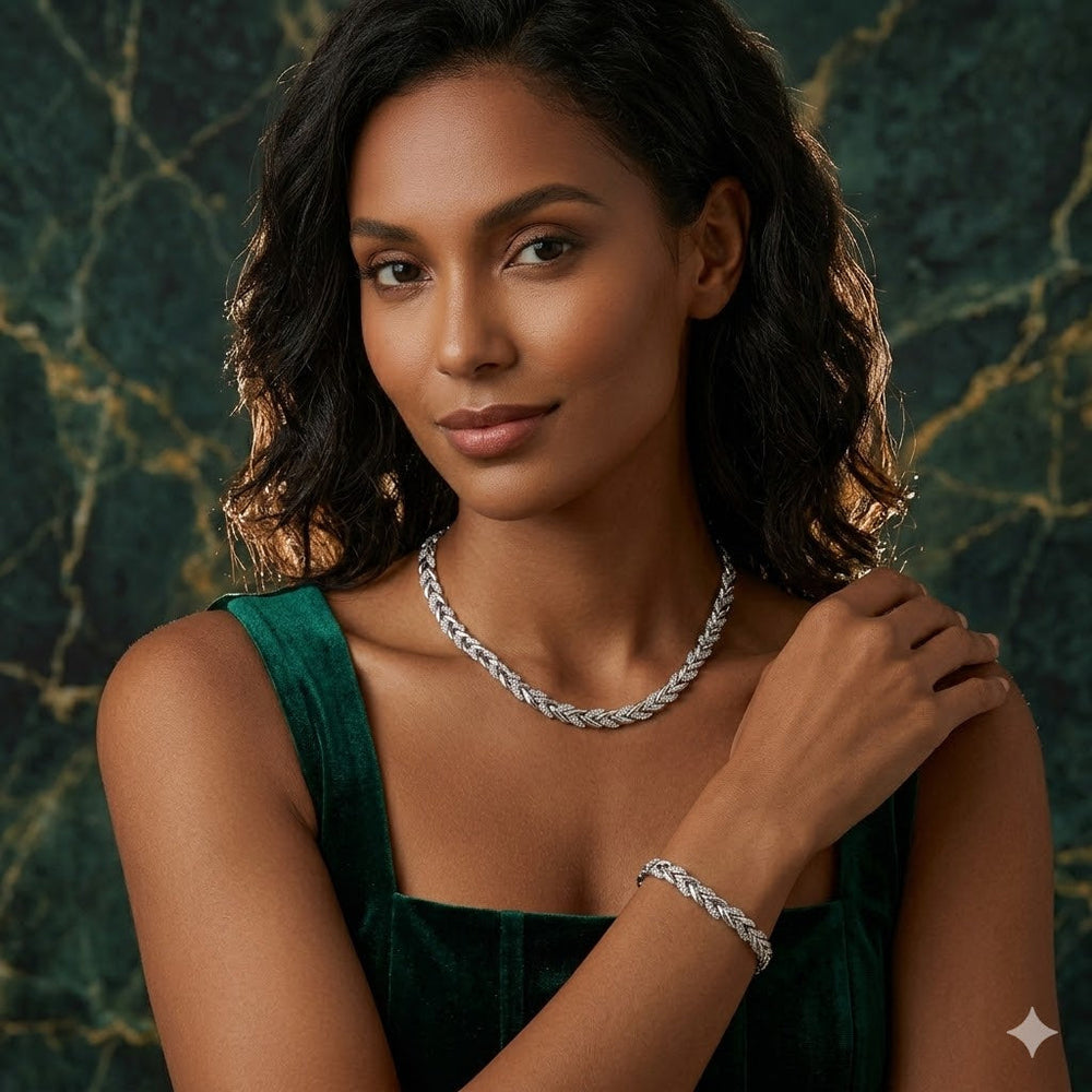 Jewelance™ FashionJewelry: Luxe Wilgen-Geïnspireerd Armband En Ketting Mode Sieraden Set