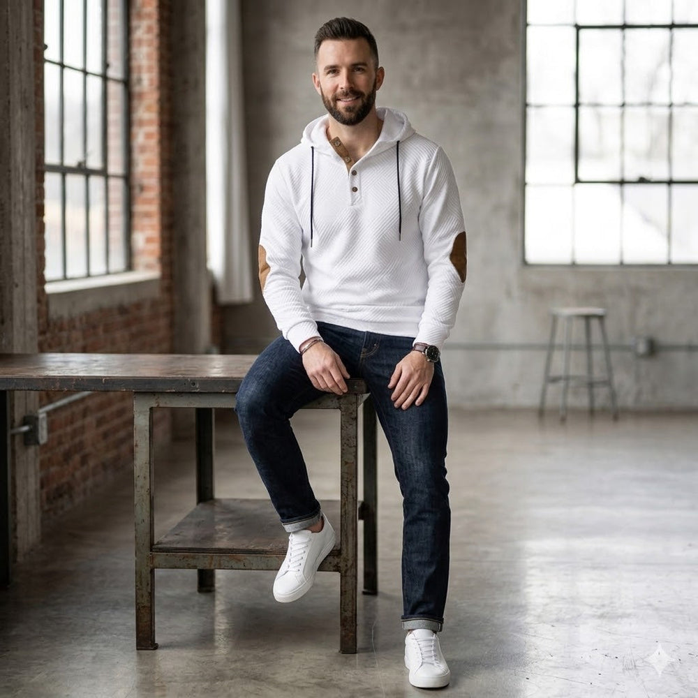 Icone™ VersatileHoodie: Toevallig Helft-Knop Trekkoord Veelzijdig Capuchon