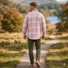 Icone™ CheckeredShirt: Stijlvol Toevallig Pastelroze Geruit Shirt