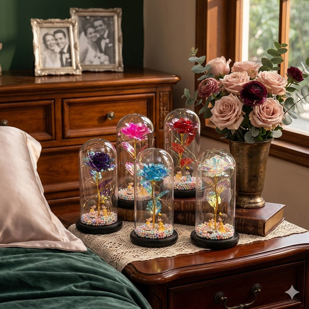 Ledsen™ GlassDome: Stijlvolle LED Eeuwige Bloem Glazen Koepel Decor