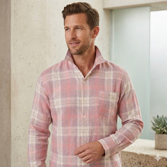 Icone™ CheckeredShirt: Stijlvol Toevallig Pastelroze Geruit Shirt