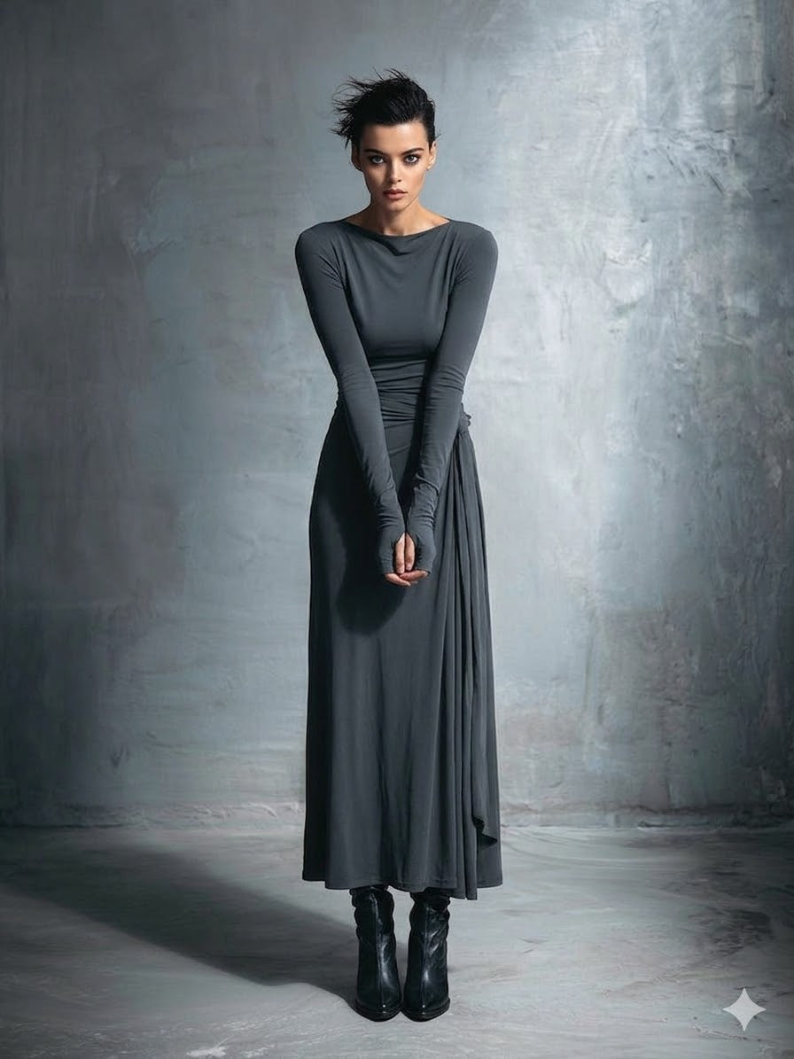 Icone™ MaxiDress: Zij-Knoop Wikkel Slank-Pasvorm Premium Lange Maxi Jurk