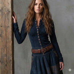 Icone™ ClassicDress: Luxe Retro Taille-Accentuerende Vintage Patchwork Klassieke Jurk