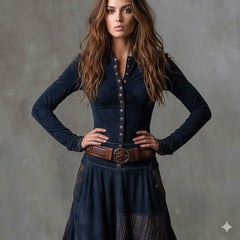 Icone™ ClassicDress: Luxe Retro Taille-Accentuerende Vintage Patchwork Klassieke Jurk