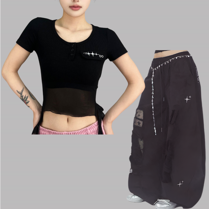 Icone™ UrbanSet: Dames Ontspannen Pasvorm Tweedelig Top En Broek Stedelijk Set
