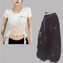 Icone™ UrbanSet: Dames Ontspannen Pasvorm Tweedelig Top En Broek Stedelijk Set