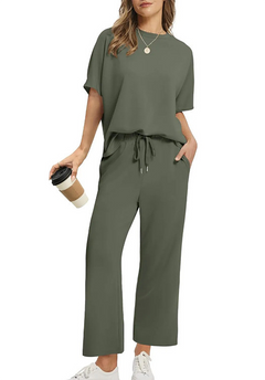 Icone™ ComfortSet: Casual Twee-Stuks Wijde-Poot Comfortabel Set