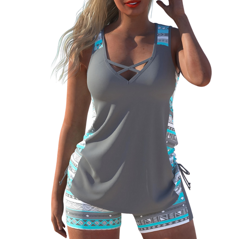 Icone™ ComfySwimwear: Comfortabele Losse Casual Geprinte Zwemset